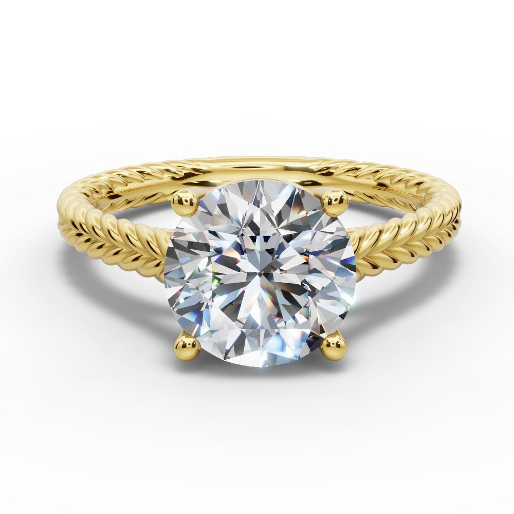 Jayden Round Shape Classic Engagement Ring in 18K Yellow Gold