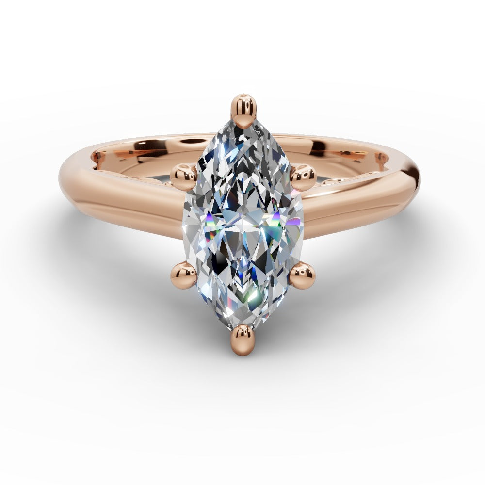 Saylor Marquise Shape Classic Engagement Ring in 14K Rose Gold