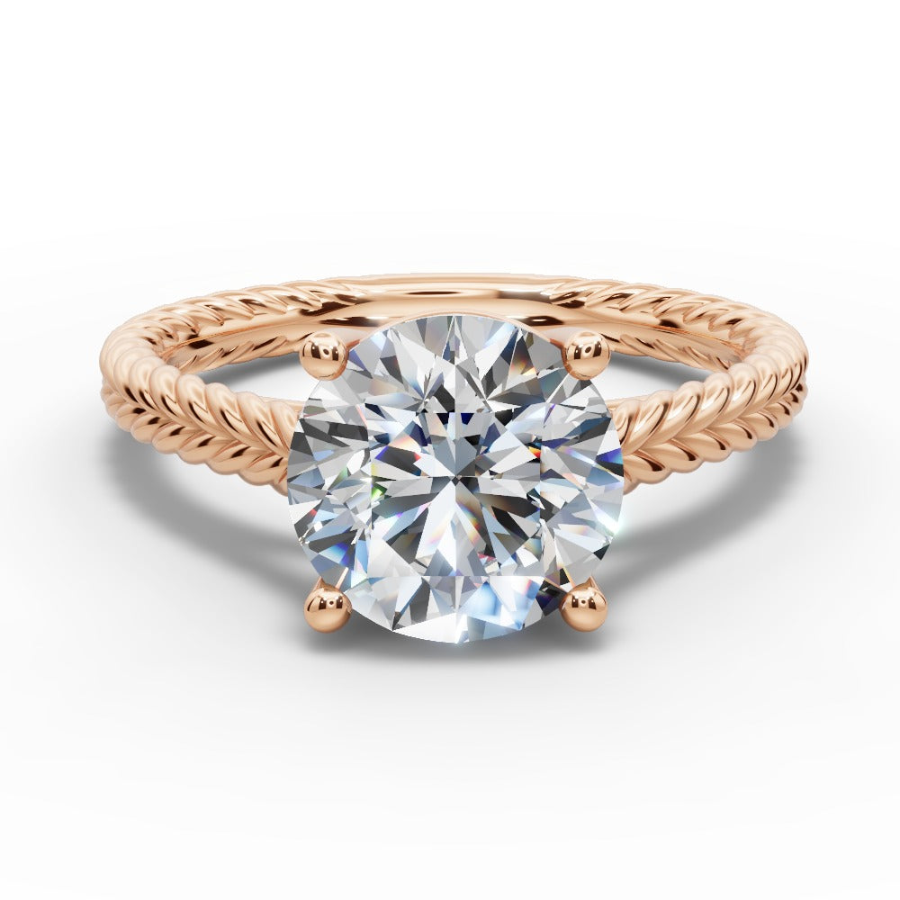 Jayden Round Shape Classic Engagement Ring in 18K Rose Gold