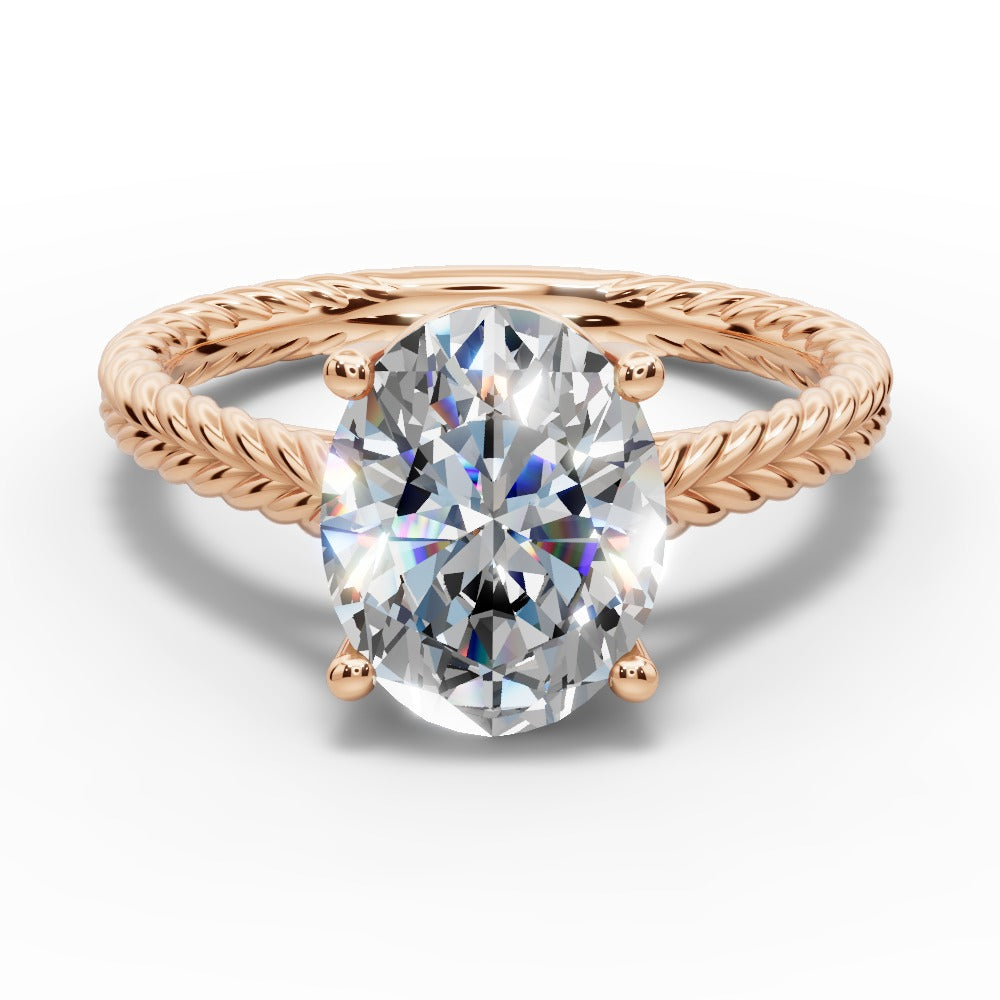 Jayden Oval Shape Classic Engagement Ring in 14K Rose Gold