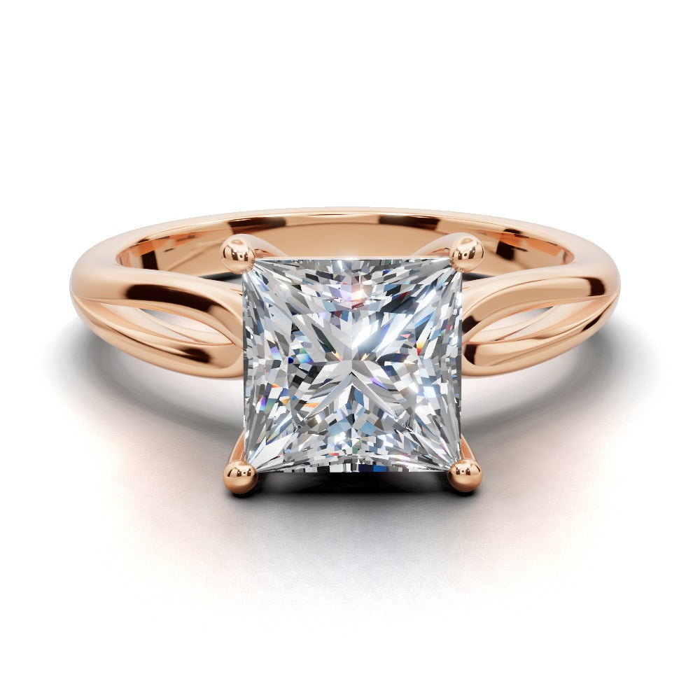 Beatrice Princess Shape Classic Engagement Ring in 14K Rose Gold
