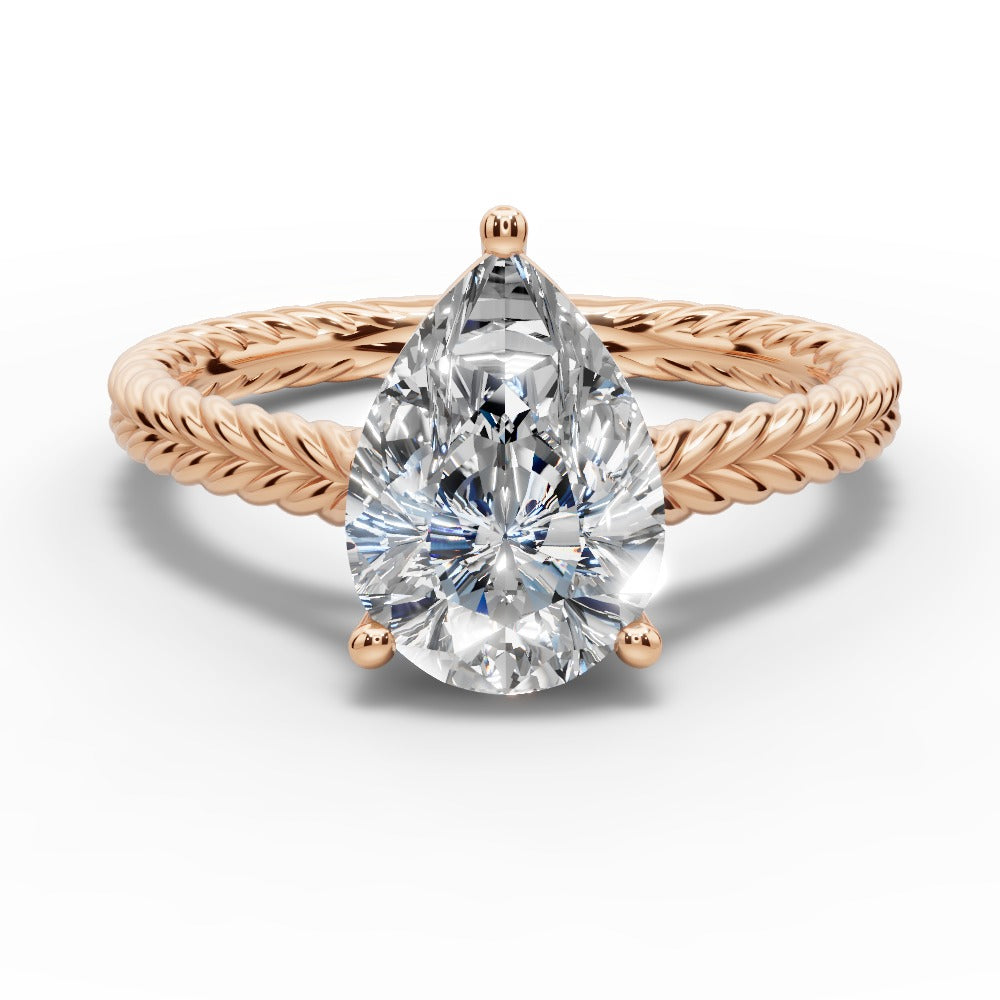 Jayden Pear Shape Classic Engagement Ring in 14K Rose Gold
