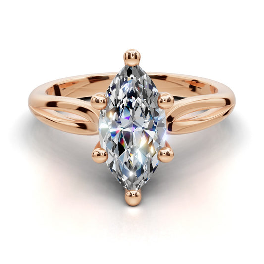 Beatrice Marquise Shape Classic Engagement Ring in 14K Rose Gold