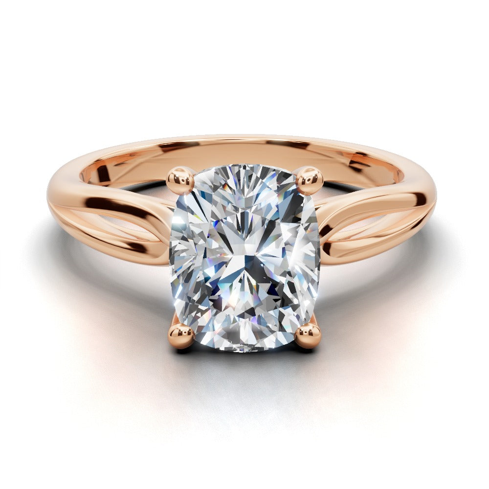 Beatrice Cushion Shape Classic Engagement Ring in 18K Rose Gold
