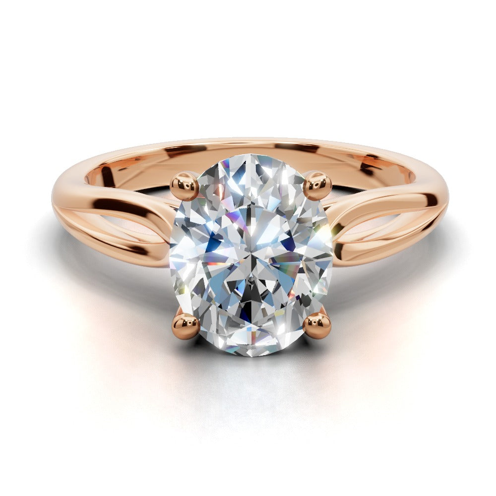 Beatrice Oval Shape Classic Engagement Ring in 14K Rose Gold