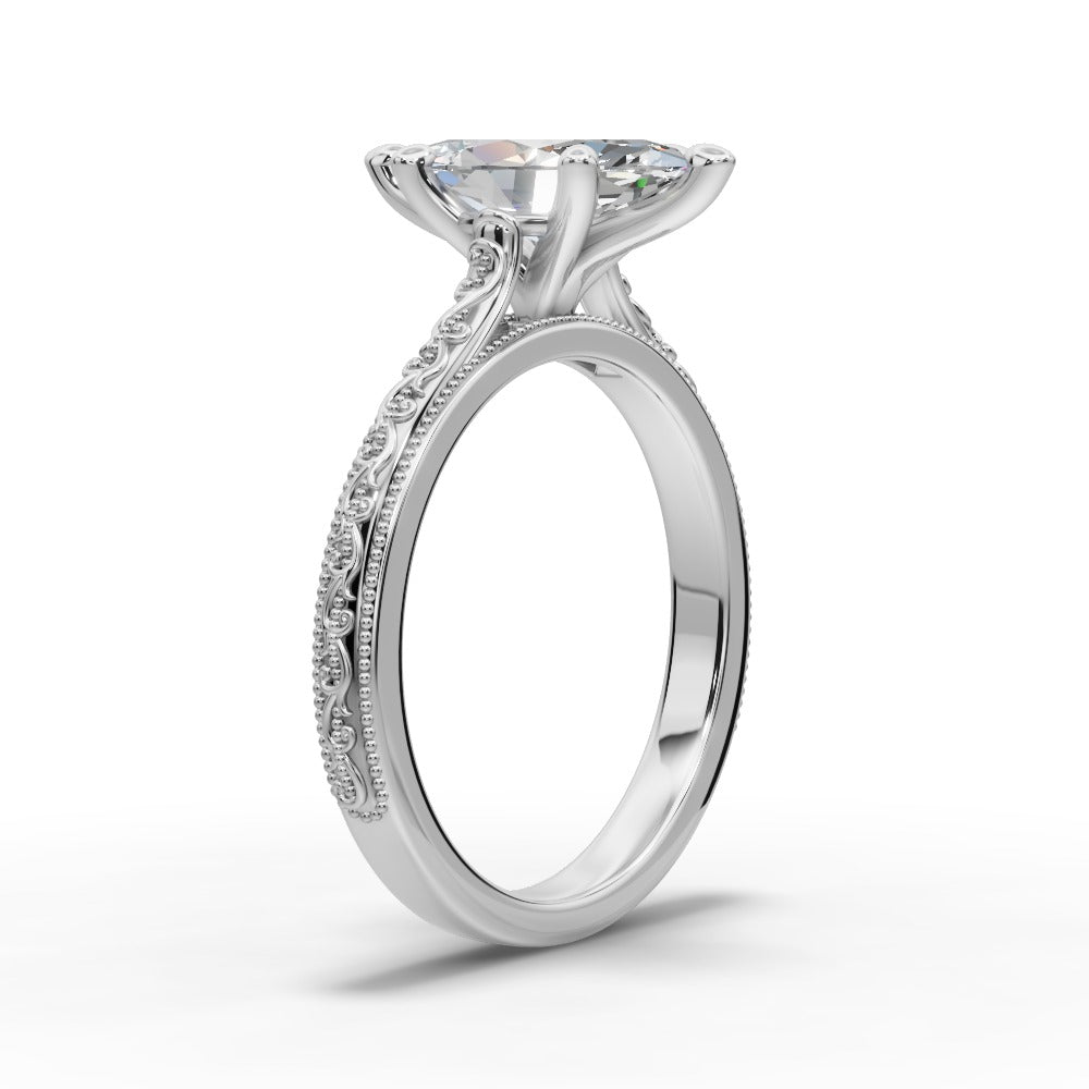 Violet Marquise Shape Classic Engagement Ring in Platinum