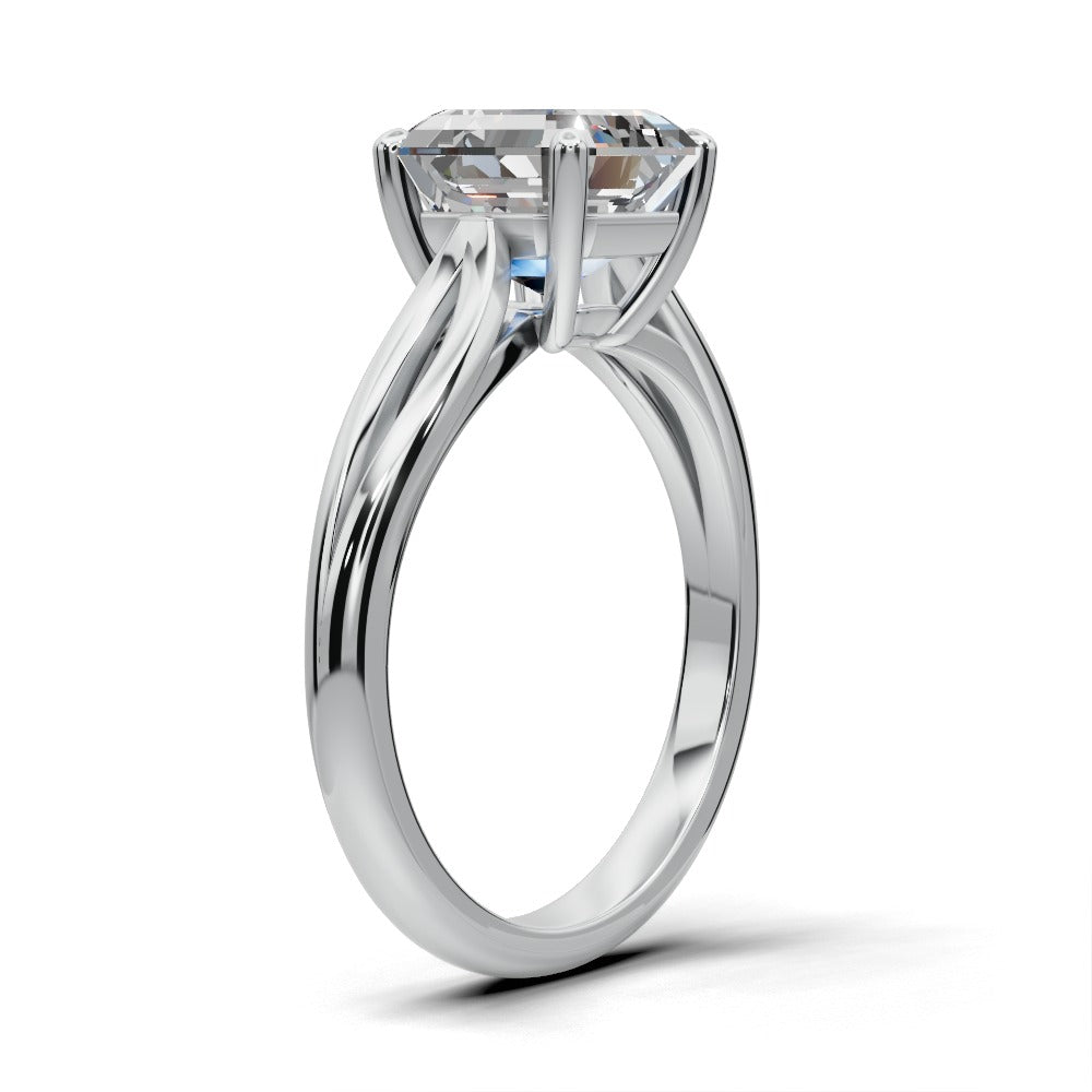 Beatrice Square Emerald Shape Classic Engagement Ring in Platinum