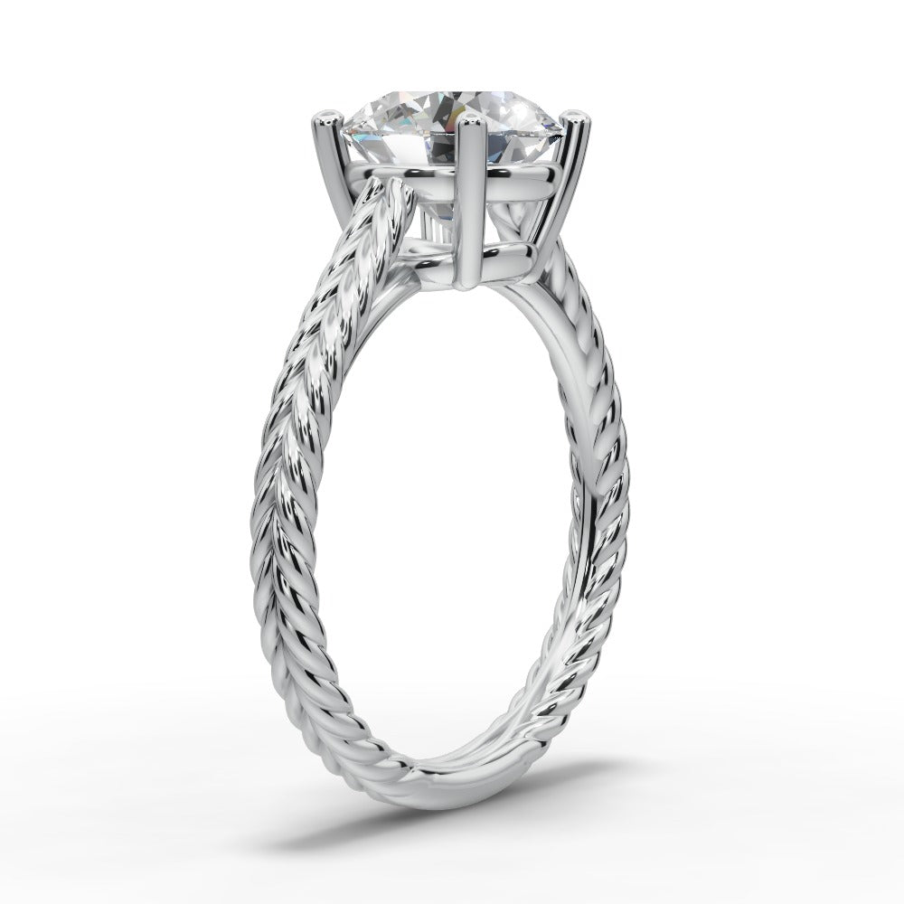 Jayden Round Shape Classic Engagement Ring in Platinum