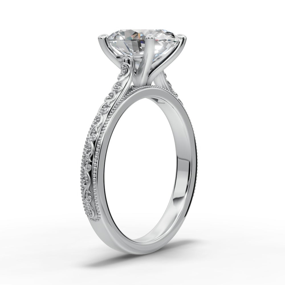 Violet Oval Shape Classic Engagement Ring in Platinum