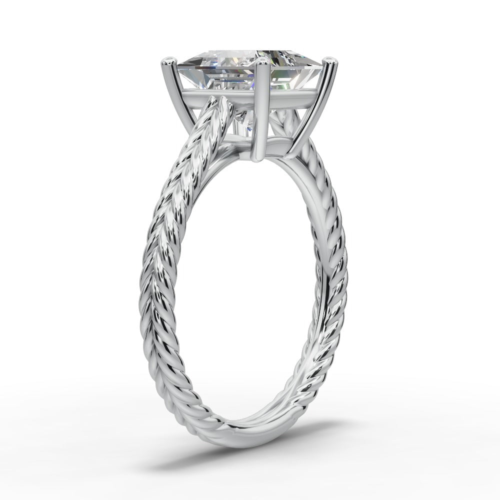 Jayden Princess Shape Classic Engagement Ring in Platinum