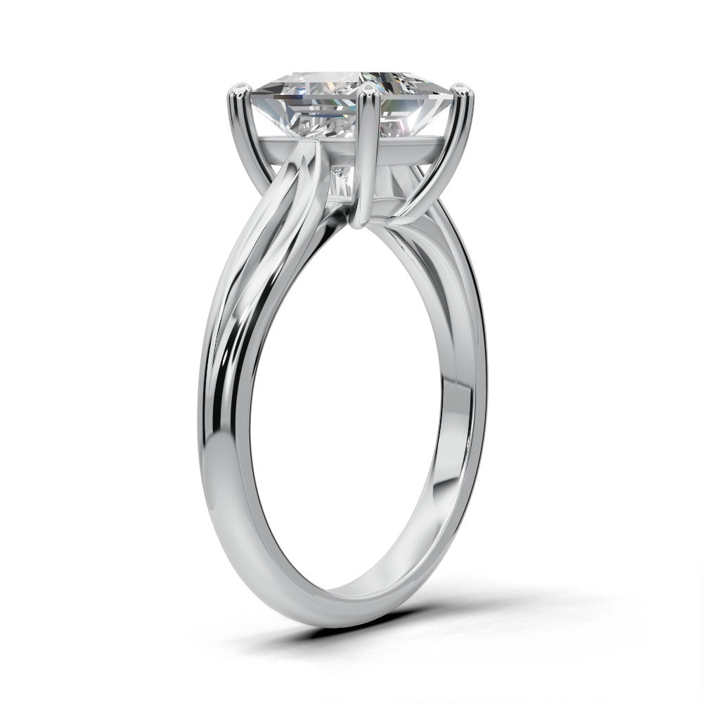 Beatrice Princess Shape Classic Engagement Ring in 14K White Gold