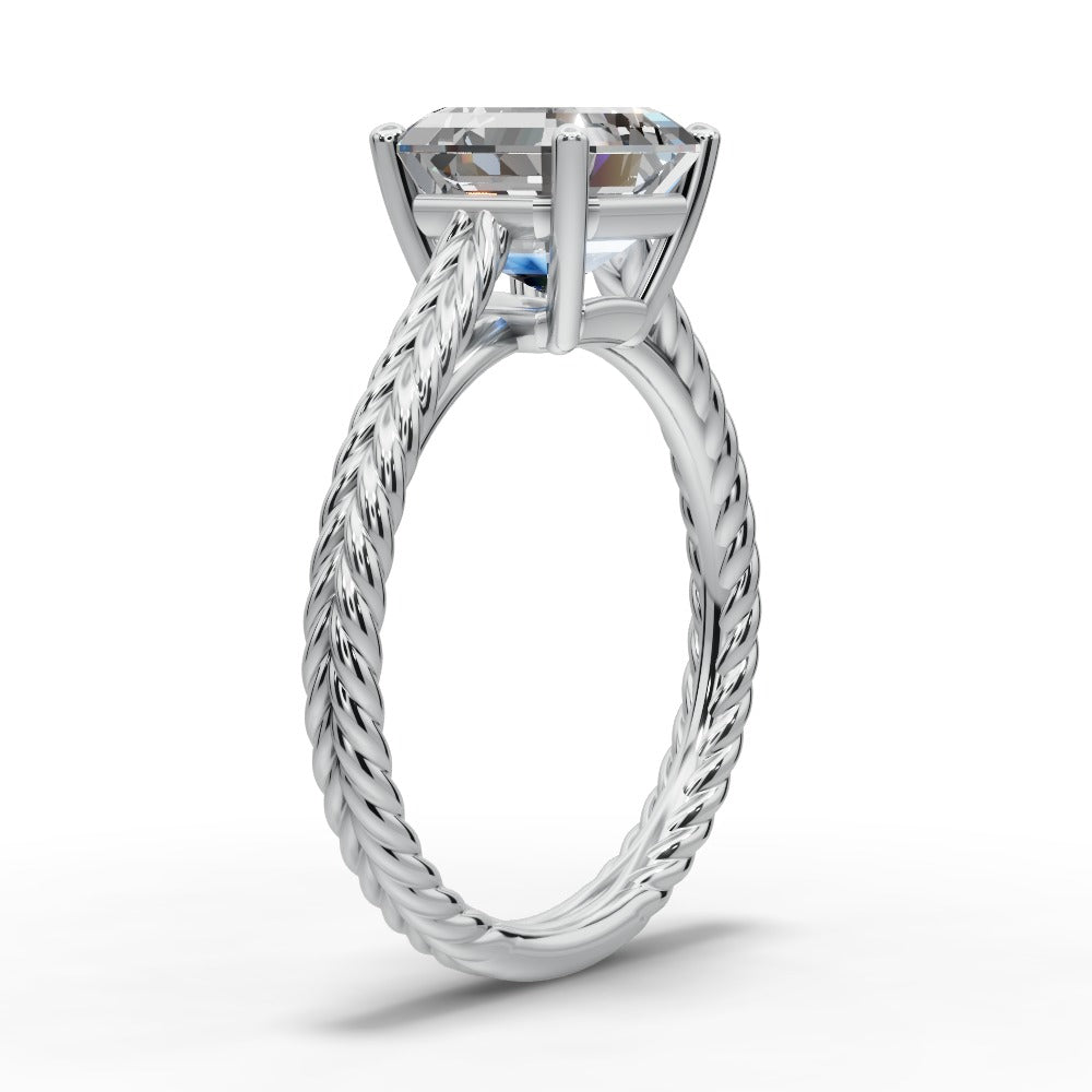 Jayden Square Emerald Shape Classic Engagement Ring in Platinum