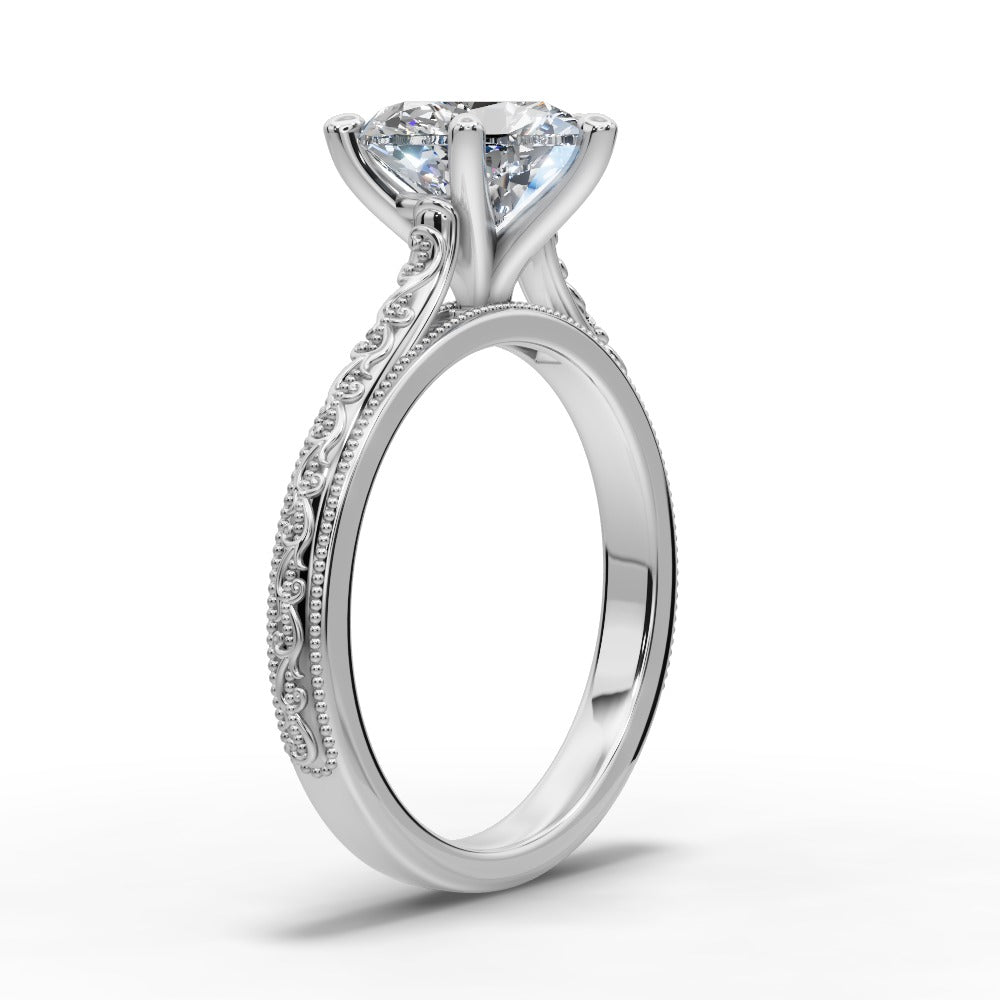 Violet Heart Shape Classic Engagement Ring in 14K White Gold