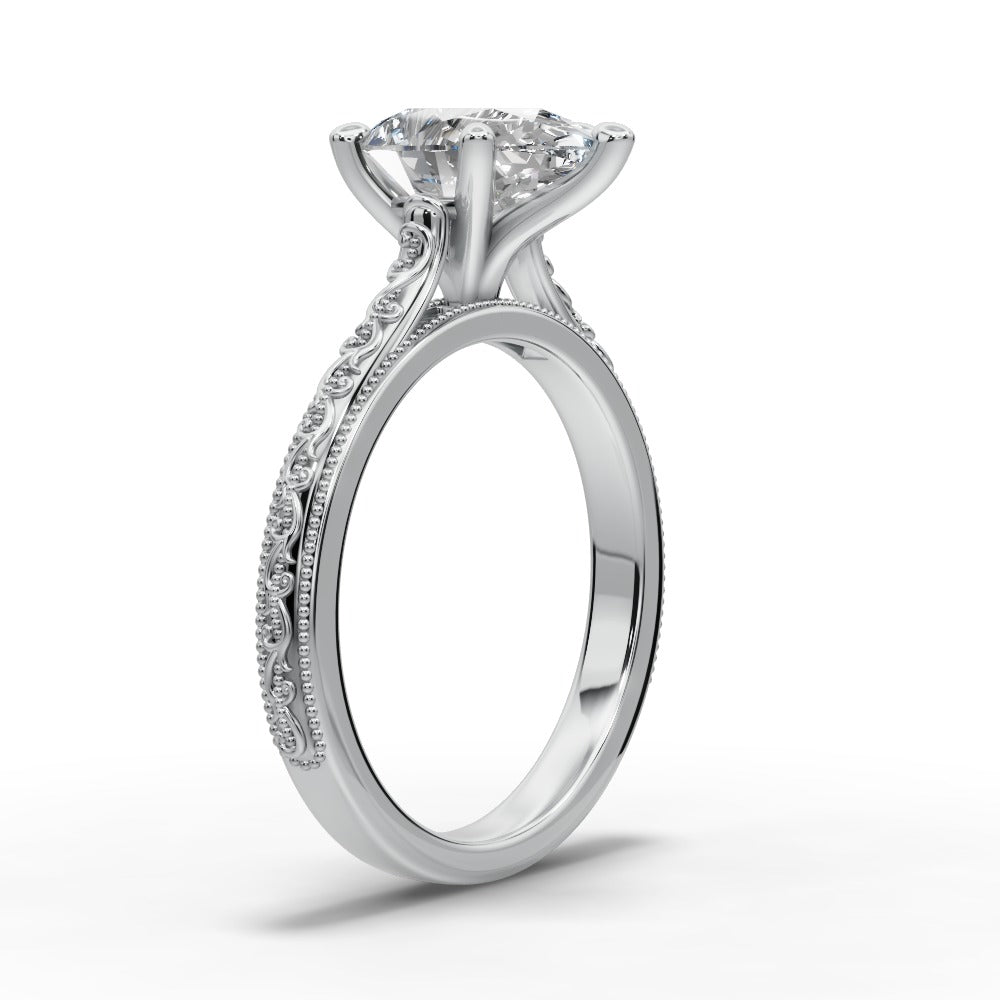 Violet Pear Shape Classic Engagement Ring in 18K White Gold