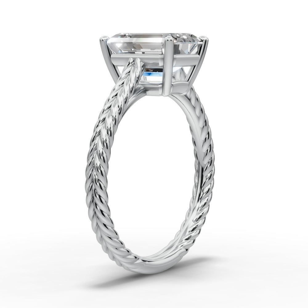 Jayden Emerald Shape Classic Engagement Ring in 14K White Gold