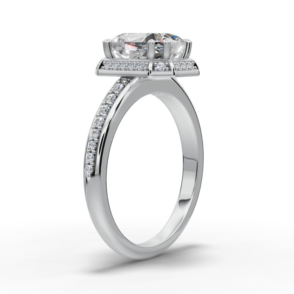 Tessa Cushion Shape Halo Engagement Ring in 14K White Gold