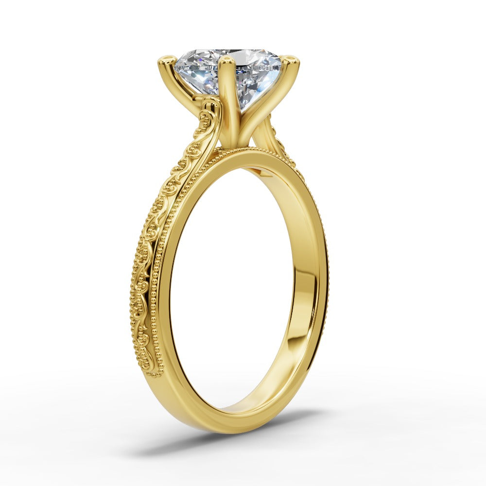 Violet Heart Shape Classic Engagement Ring in 14K Yellow Gold