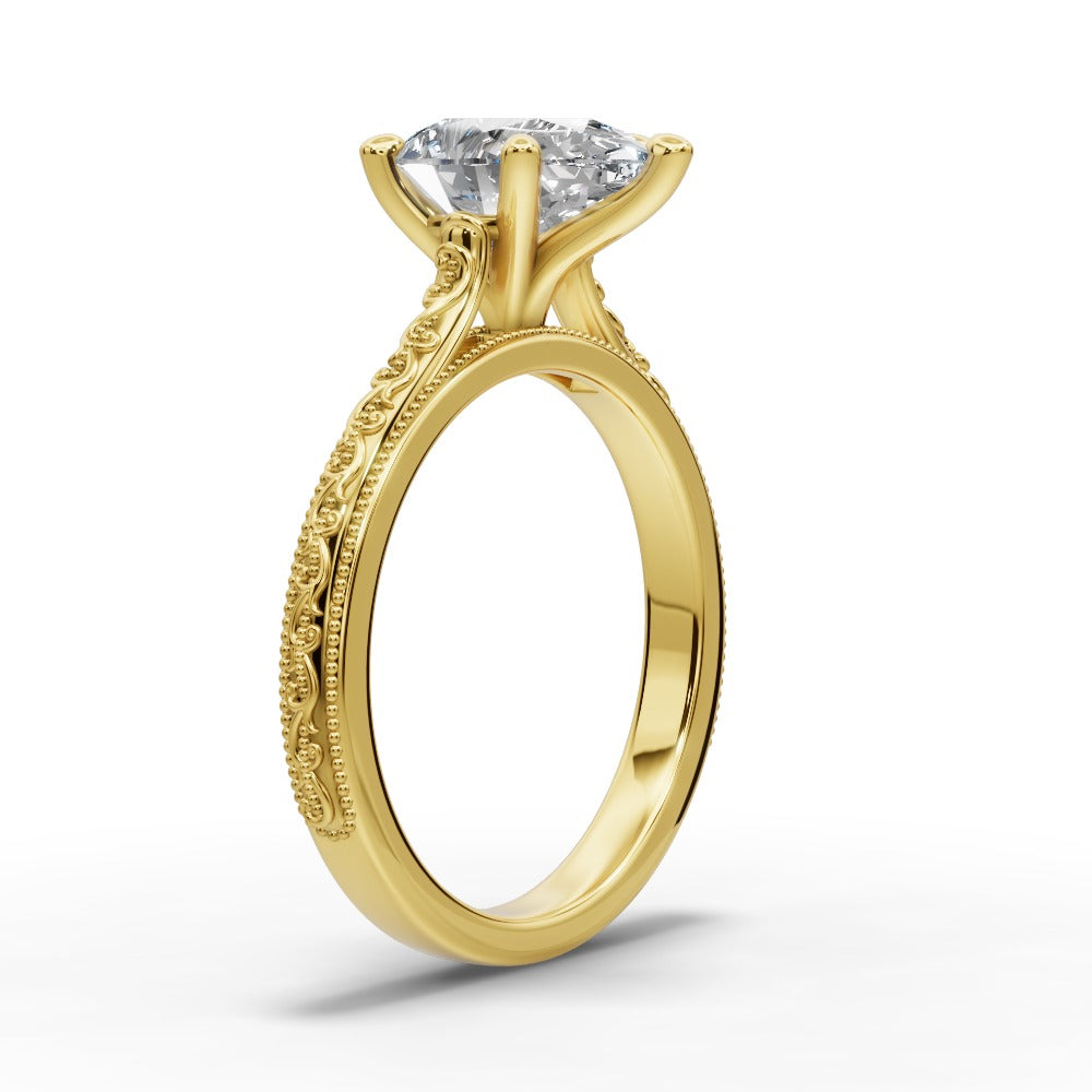 Violet Pear Shape Classic Engagement Ring in 14K Yellow Gold