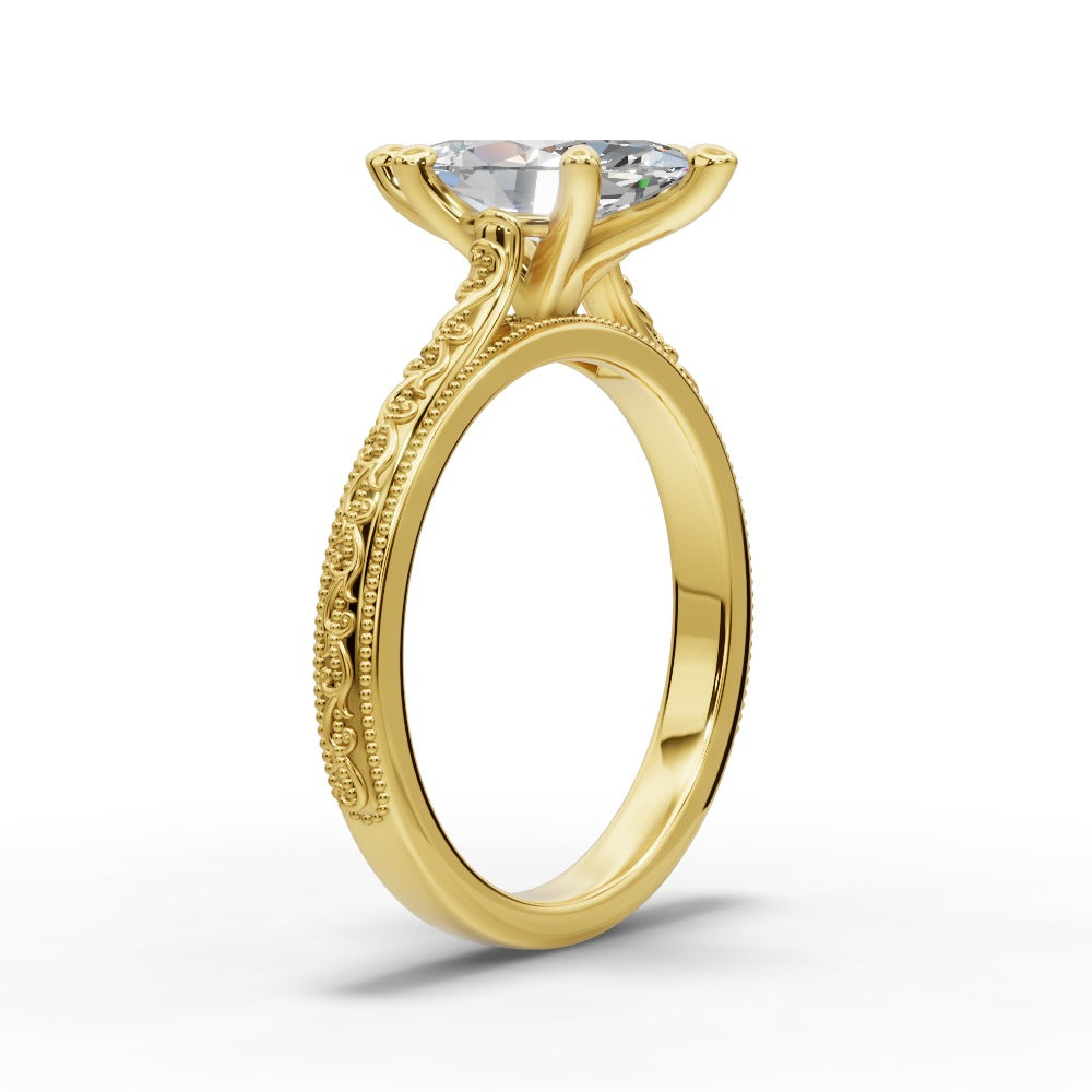 Violet Marquise Shape Classic Engagement Ring in 14K Yellow Gold