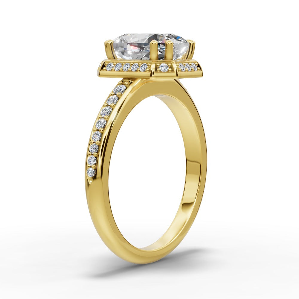 Tessa Cushion Shape Halo Engagement Ring in 14K Yellow Gold
