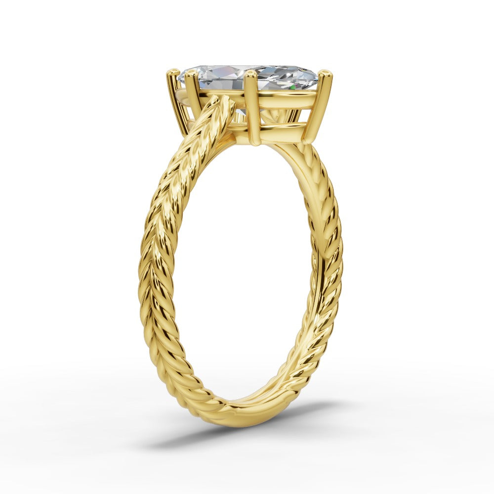 Jayden Marquise Shape Classic Engagement Ring in 14K Yellow Gold