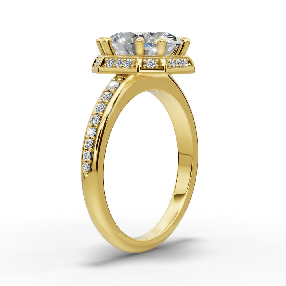 Tessa Oval Shape Halo Engagement Ring in 18K Yellow Gold
