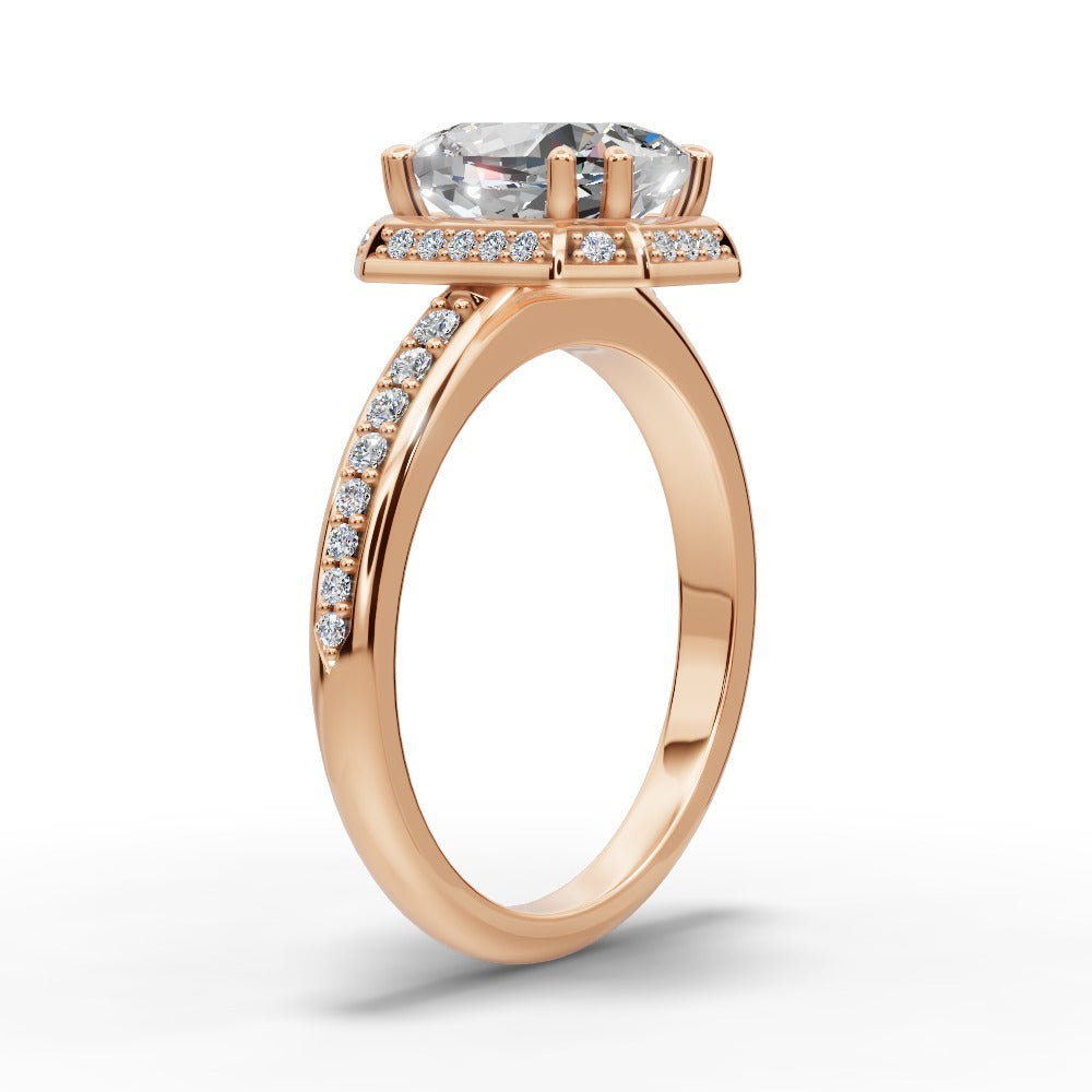 Tessa Cushion Shape Halo Engagement Ring in 18K Rose Gold