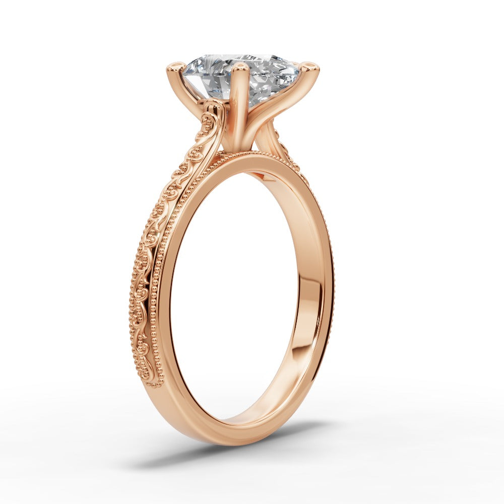 Violet Pear Shape Classic Engagement Ring in 18K Rose Gold