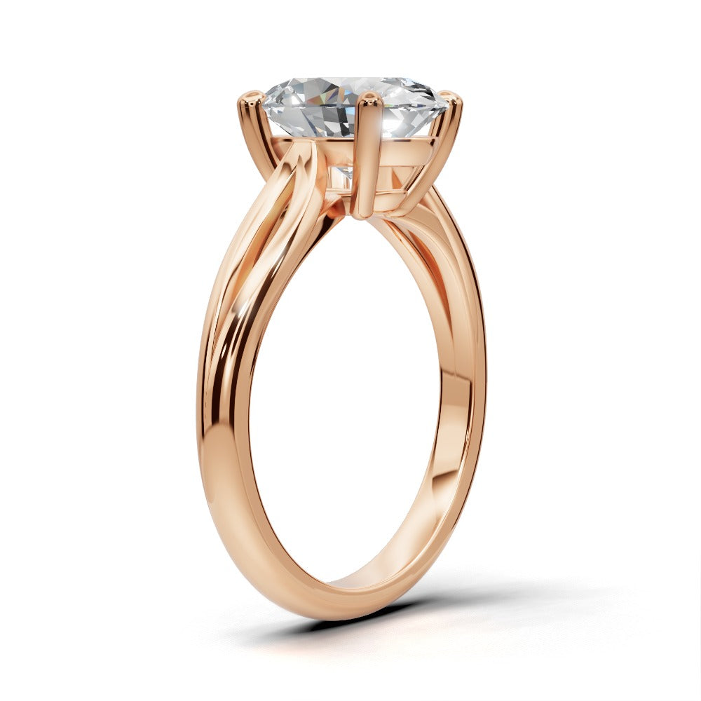Beatrice Oval Shape Classic Engagement Ring in 14K Rose Gold