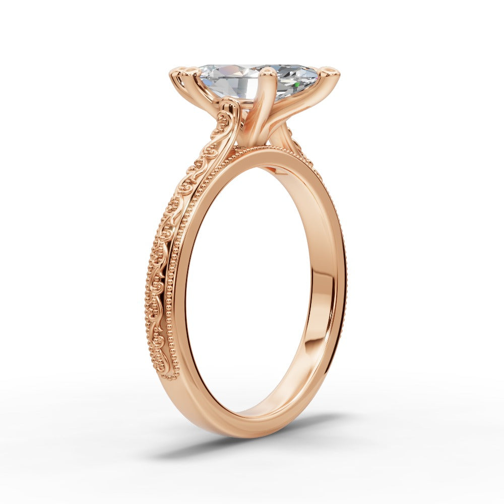 Violet Marquise Shape Classic Engagement Ring in 14K Rose Gold