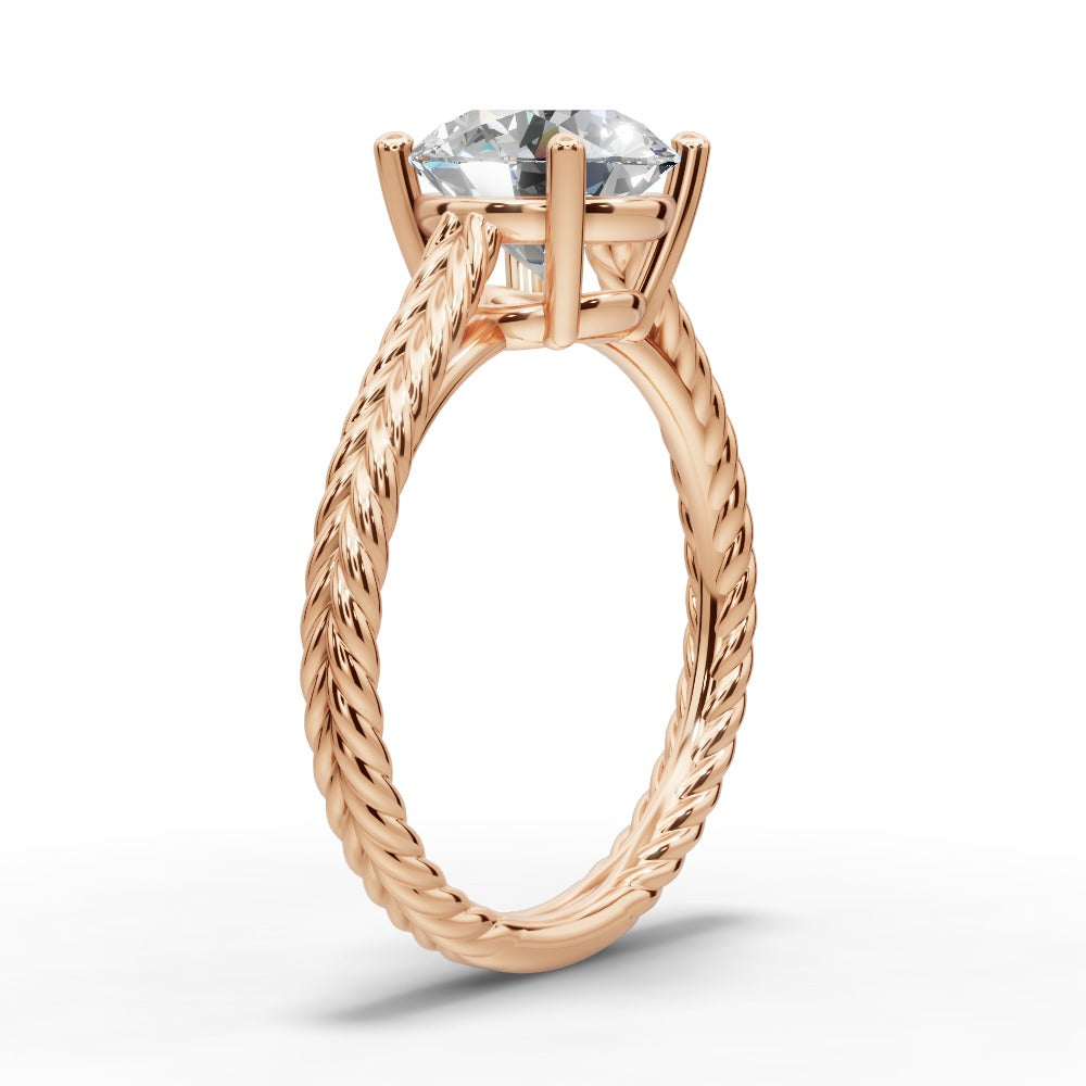 Jayden Round Shape Classic Engagement Ring in 18K Rose Gold
