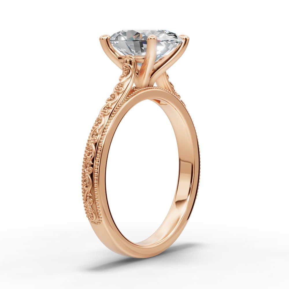 Violet Oval Shape Classic Engagement Ring in 14K Rose Gold