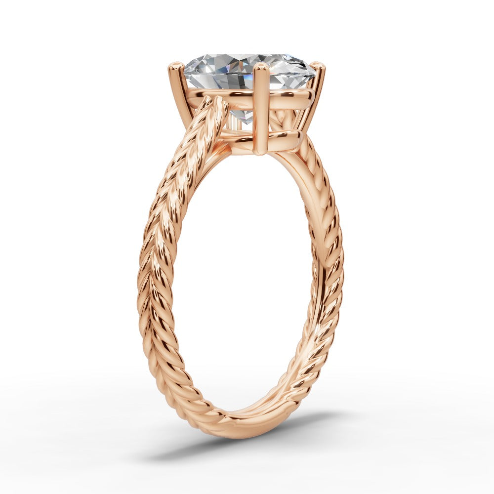Jayden Oval Shape Classic Engagement Ring in 18K Rose Gold