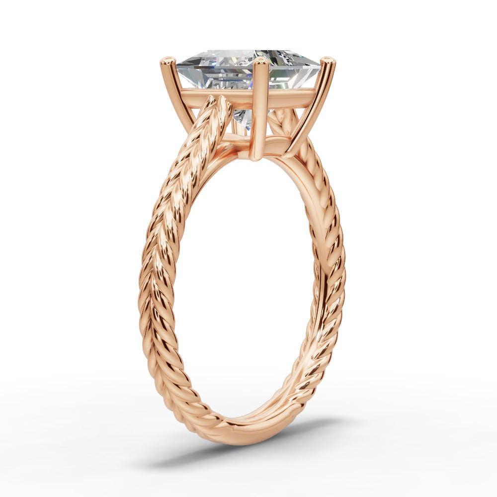 Jayden Princess Shape Classic Engagement Ring in 14K Rose Gold
