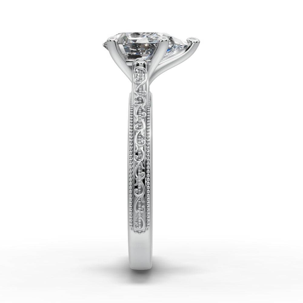Violet Pear Shape Classic Engagement Ring in Platinum