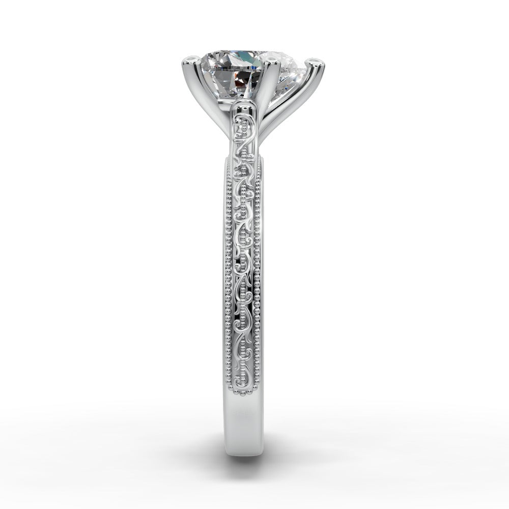 Violet Heart Shape Classic Engagement Ring in 14K White Gold