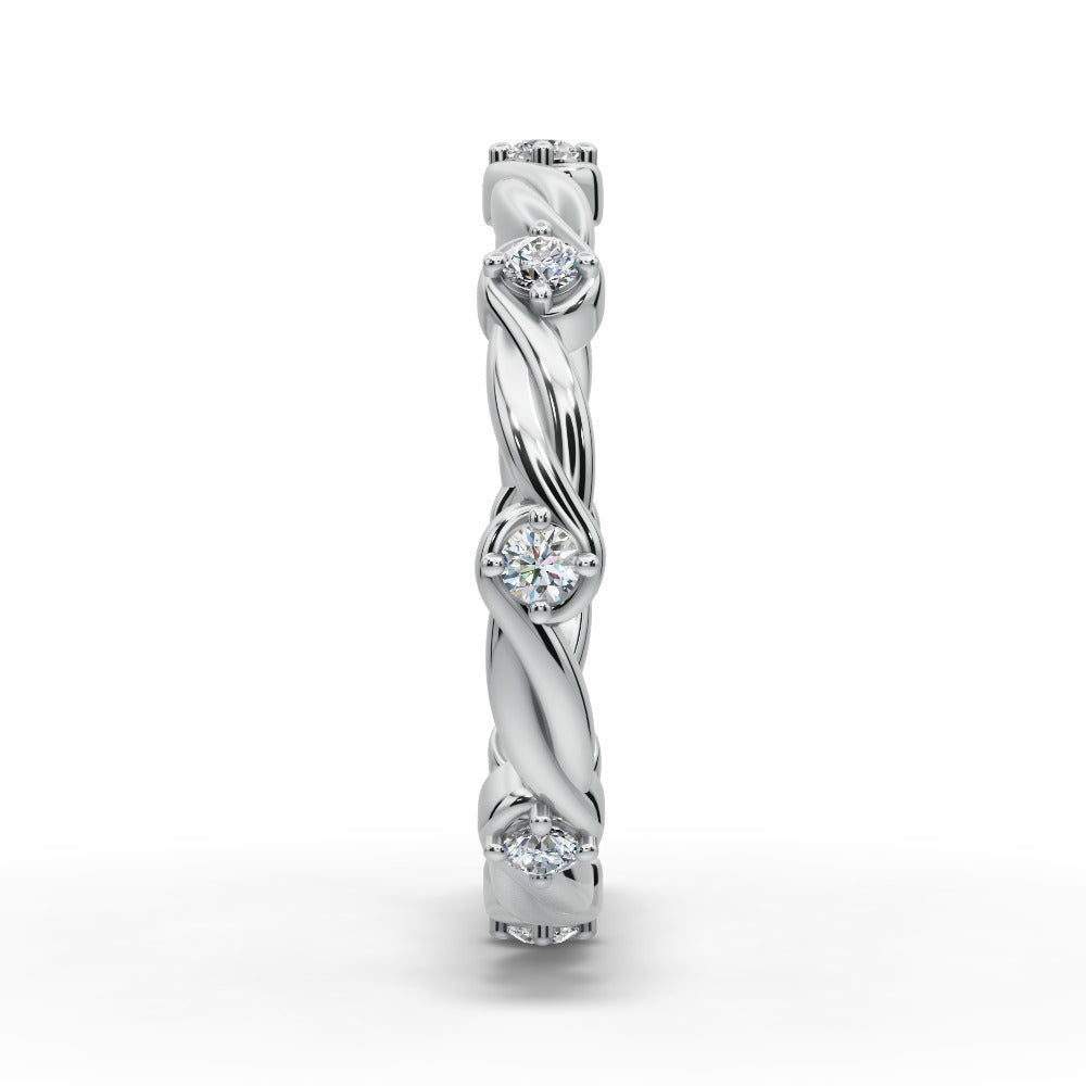 Tatiana - Women's 14k Gold Wedding Ring with Twisted Diamond Design 14K White Gold - Natural Diamond