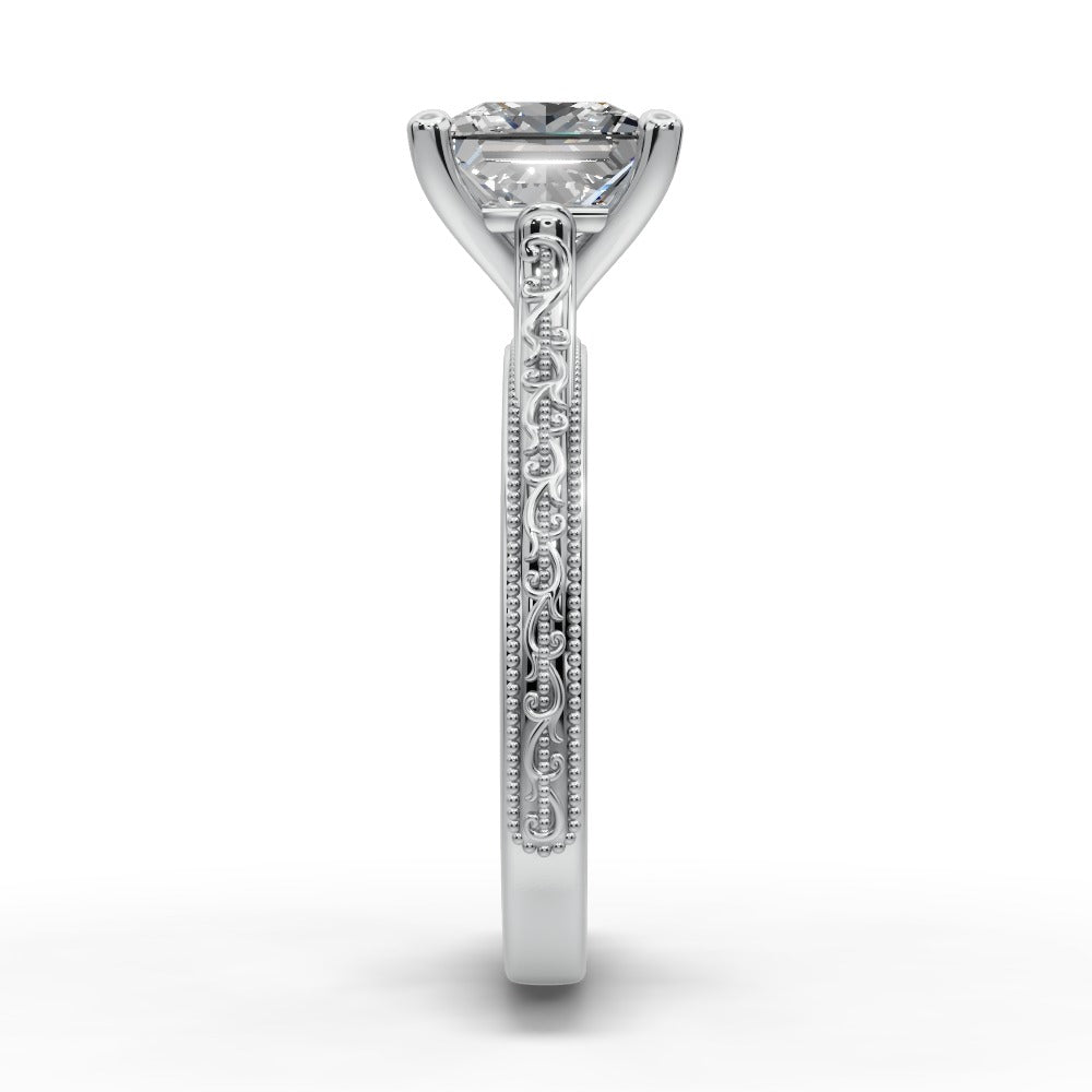 Violet Princess Shape Classic Engagement Ring in Platinum