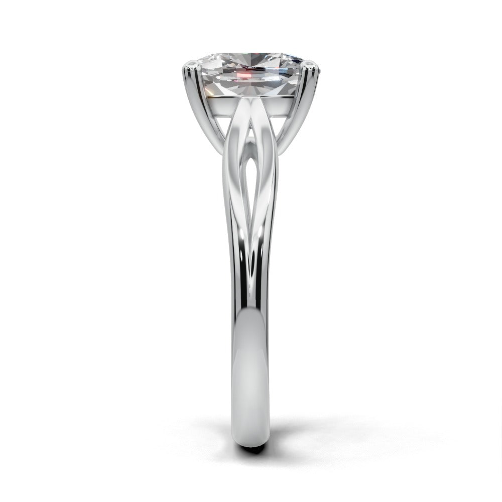 Beatrice Cushion Shape Classic Engagement Ring in 14K White Gold