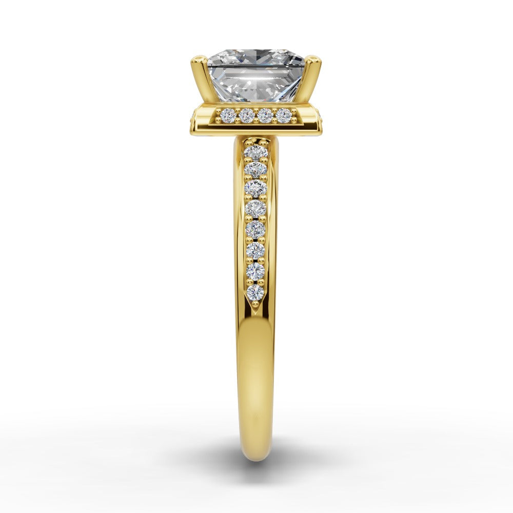 Tessa Princess Shape Halo Engagement Ring in 14K Yellow Gold