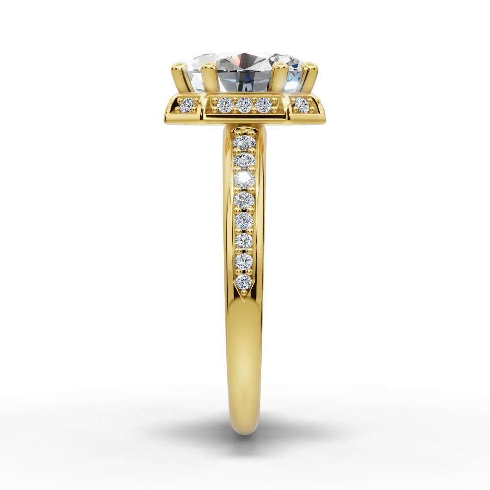Tessa Oval Shape Halo Engagement Ring in 18K Yellow Gold