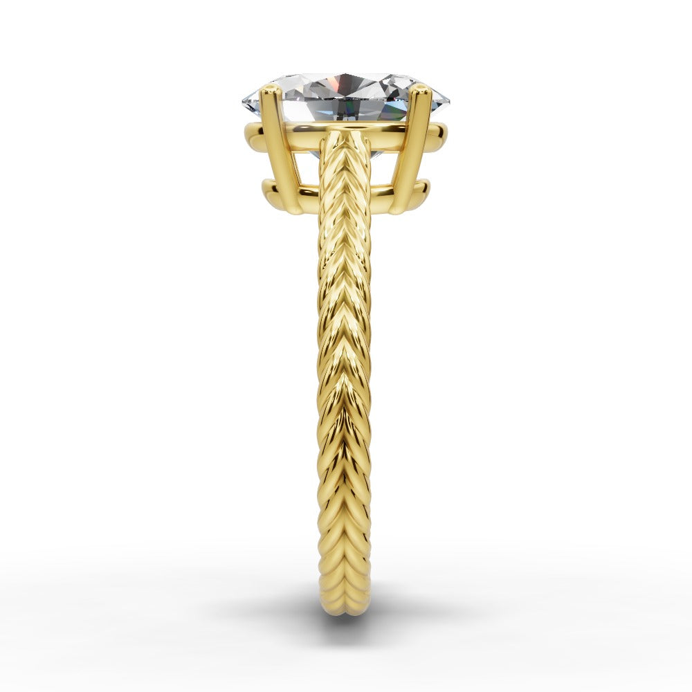 Jayden Oval Shape Classic Engagement Ring in 14K Yellow Gold