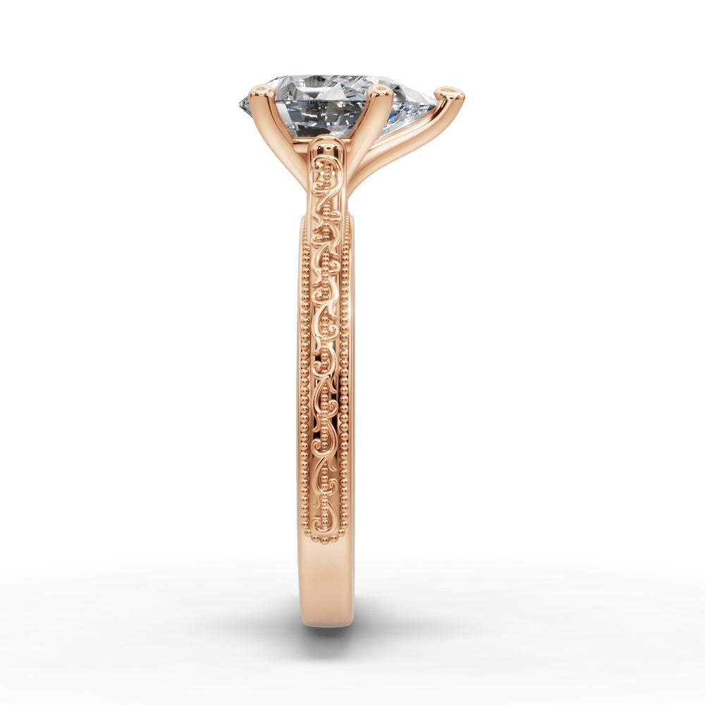 Violet Pear Shape Classic Engagement Ring in 14K Rose Gold