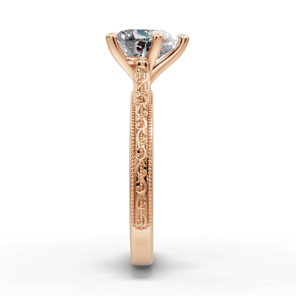 Violet Heart Shape Classic Engagement Ring in 18K Rose Gold