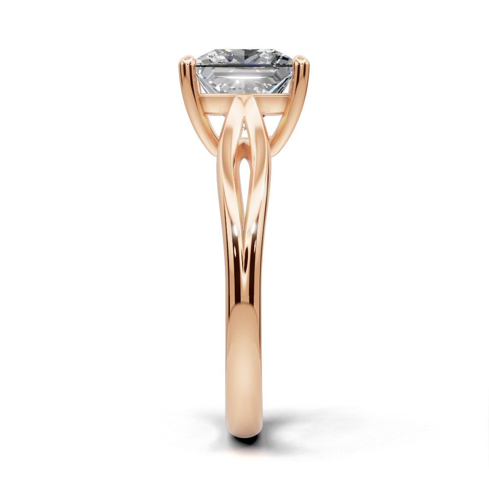 Beatrice Princess Shape Classic Engagement Ring in 14K Rose Gold