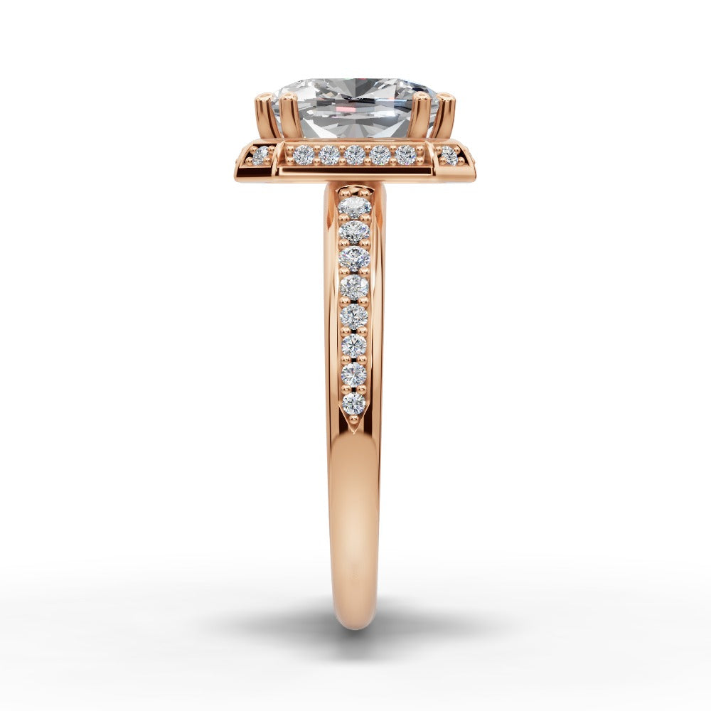Tessa Cushion Shape Halo Engagement Ring in 18K Rose Gold