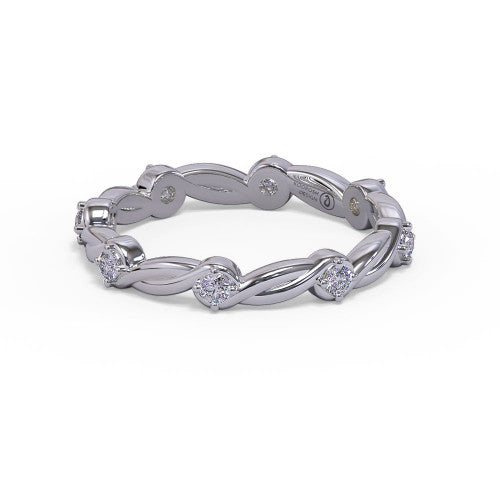 Tatiana - Women's 14k Gold Wedding Ring with Twisted Diamond Design 14K White Gold - Natural Diamond
