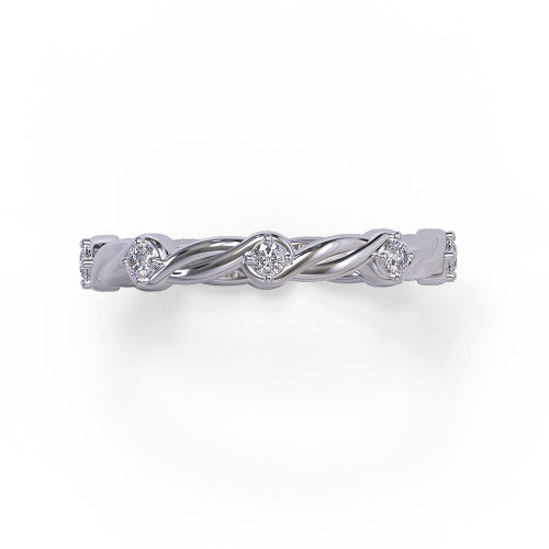 Tatiana - Women's 14k Gold Wedding Ring with Twisted Diamond Design 14K White Gold - Natural Diamond