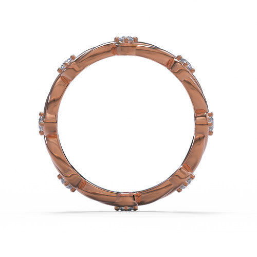 Tatiana - Women's 14k Gold Wedding Ring with Twisted Diamond Design 14K Rose Gold - Natural Diamond