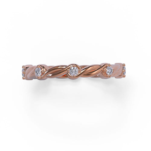 Tatiana - Women's 14k Gold Wedding Ring with Twisted Diamond Design 14K Rose Gold - Natural Diamond